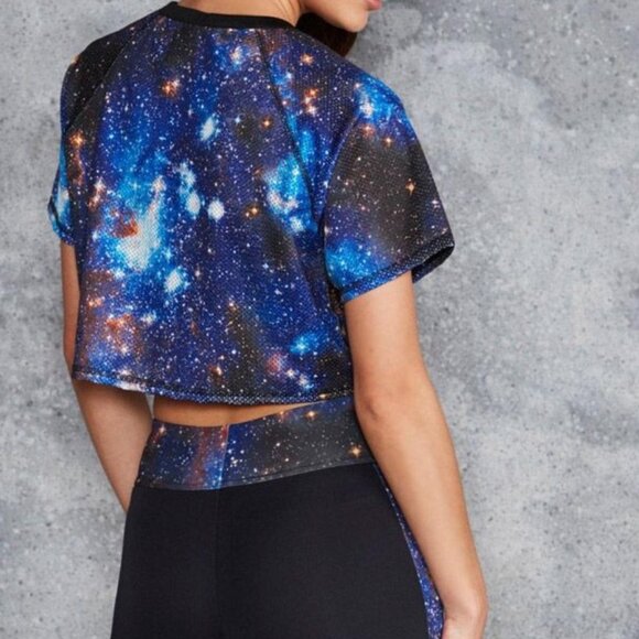 Black Milk Galaxy Blue Mesh Crop Top Size Medium - Picture 1 of 5